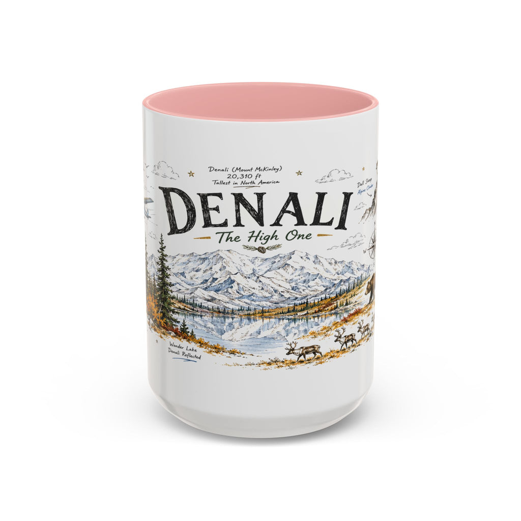 Denali National Park Coffee Mug | Alaska National Park Hiking Gift | Accent Color Ceramic 11oz 15oz