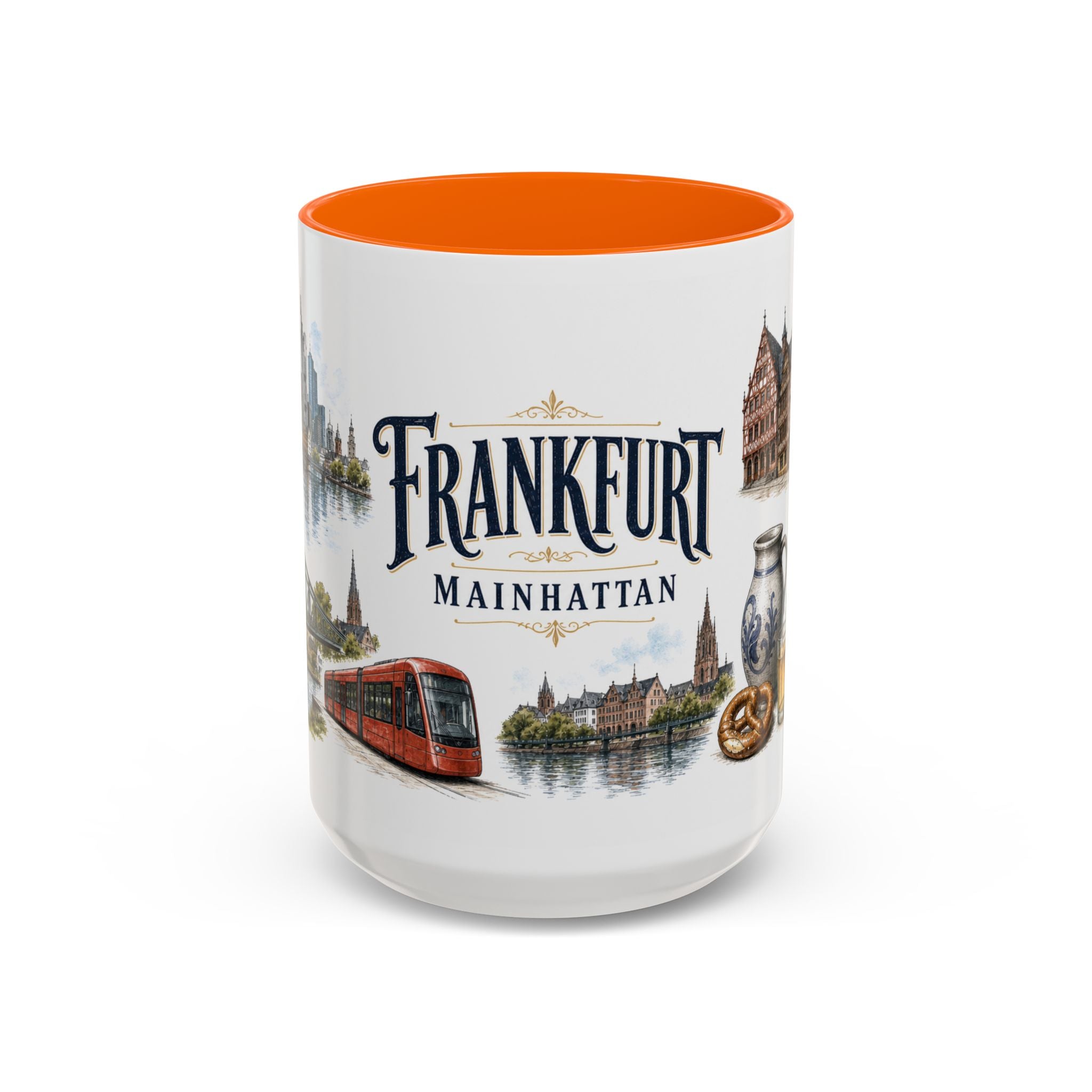 Frankfurt Coffee Mug | Germany Travel Souvenir | Vintage Illustrated City Gift | 11 oz 15 oz Accent Mug