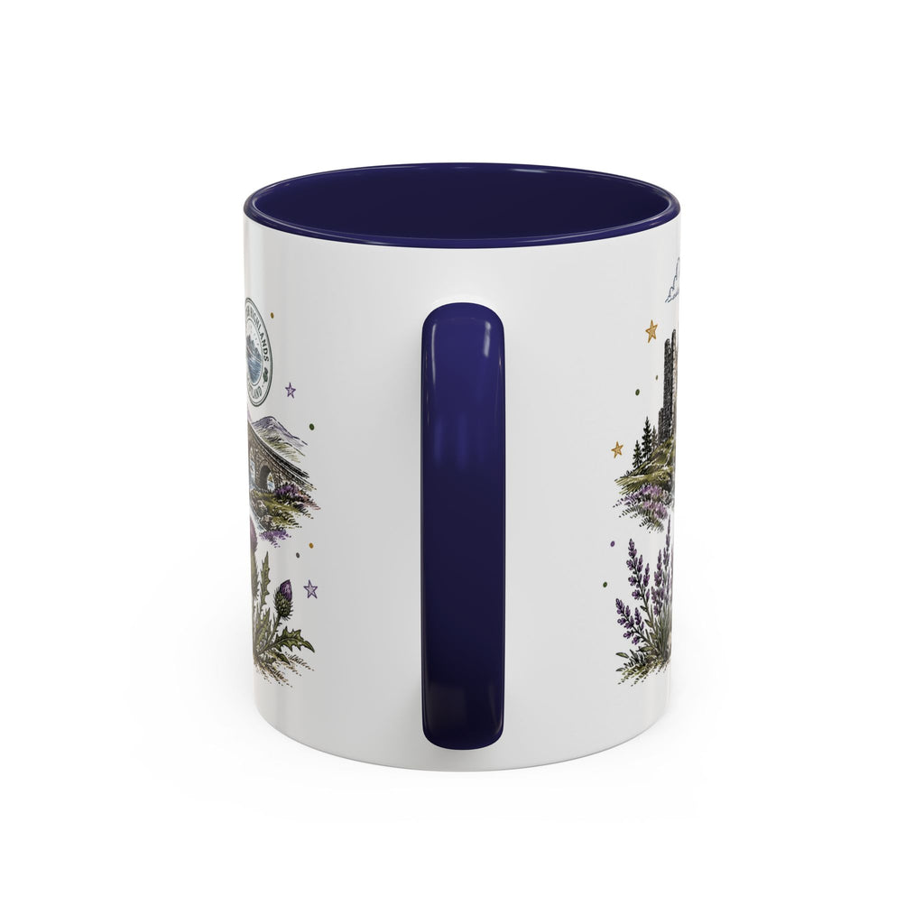 Scottish Highlands Coffee Mug | Travel Destination Souvenir Gift | Accent Color Ceramic 11oz 15oz