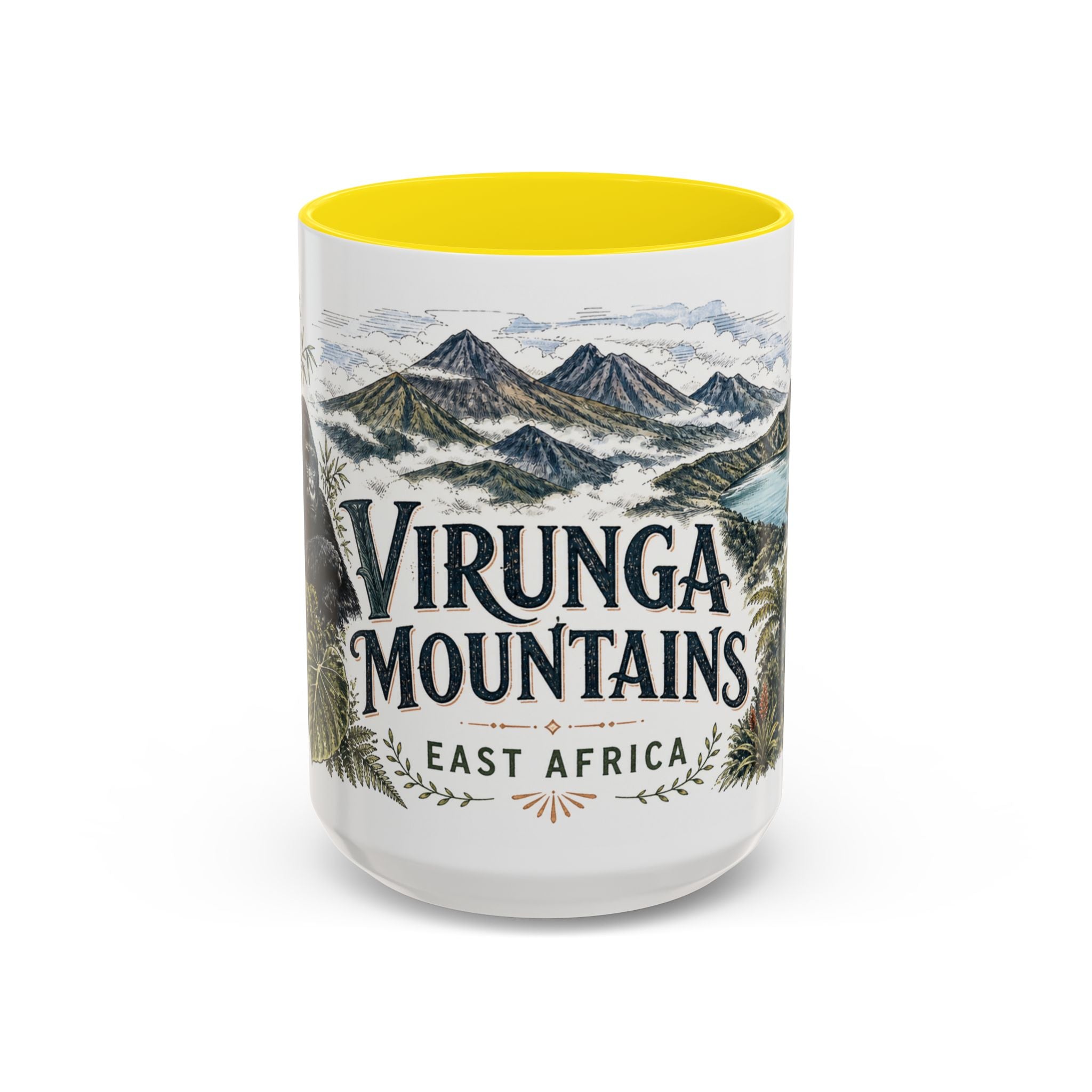 Virunga Mountains Mug, East Africa Travel Souvenir, Bucket List Gift, Accent Ceramic Coffee Mug 11oz 15oz