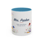 Personalized Kindergarten Teacher Mug | Custom Name Wildflower Rainbow Cup | Back to School Gift