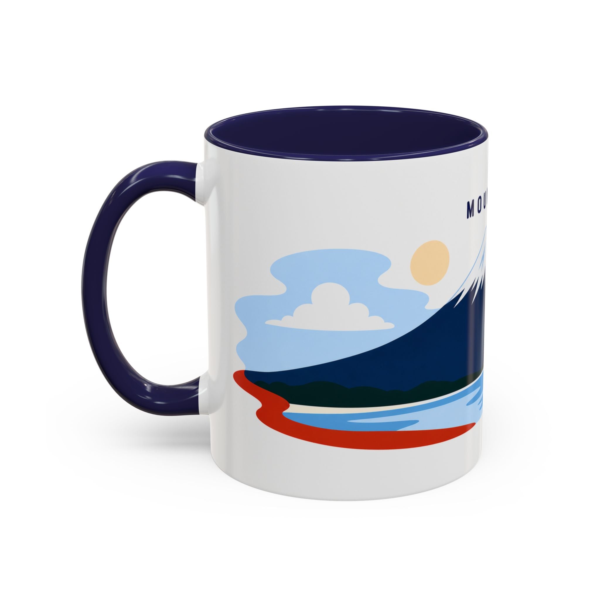Mount Fuji Coffee Mug | Travel Destination Souvenir Gift | Accent Color Ceramic 11oz 15oz