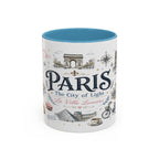 Paris Coffee Mug | France Souvenir Travel Gift | Accent Color Ceramic 11oz 15oz