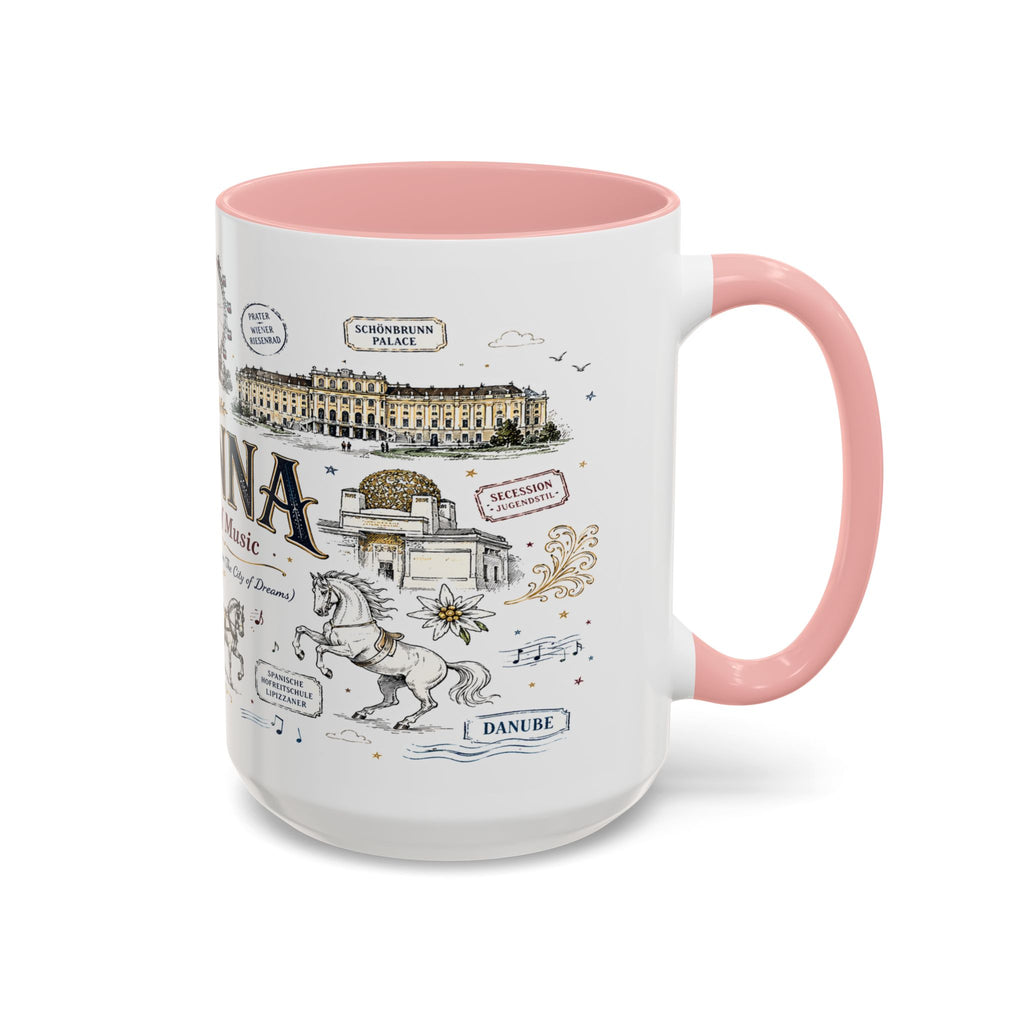 Vienna Coffee Mug | Austria Souvenir Travel Gift | Accent Color Ceramic 11oz 15oz