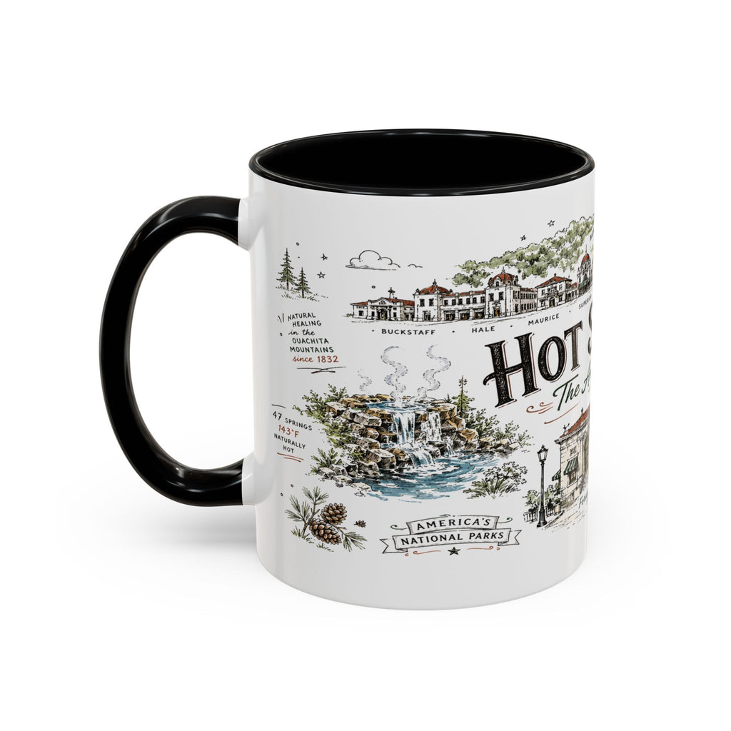 Hot Springs National Park Coffee Mug | Arkansas Thermal Spring Spa Gift | Accent Color Ceramic 11oz 15oz