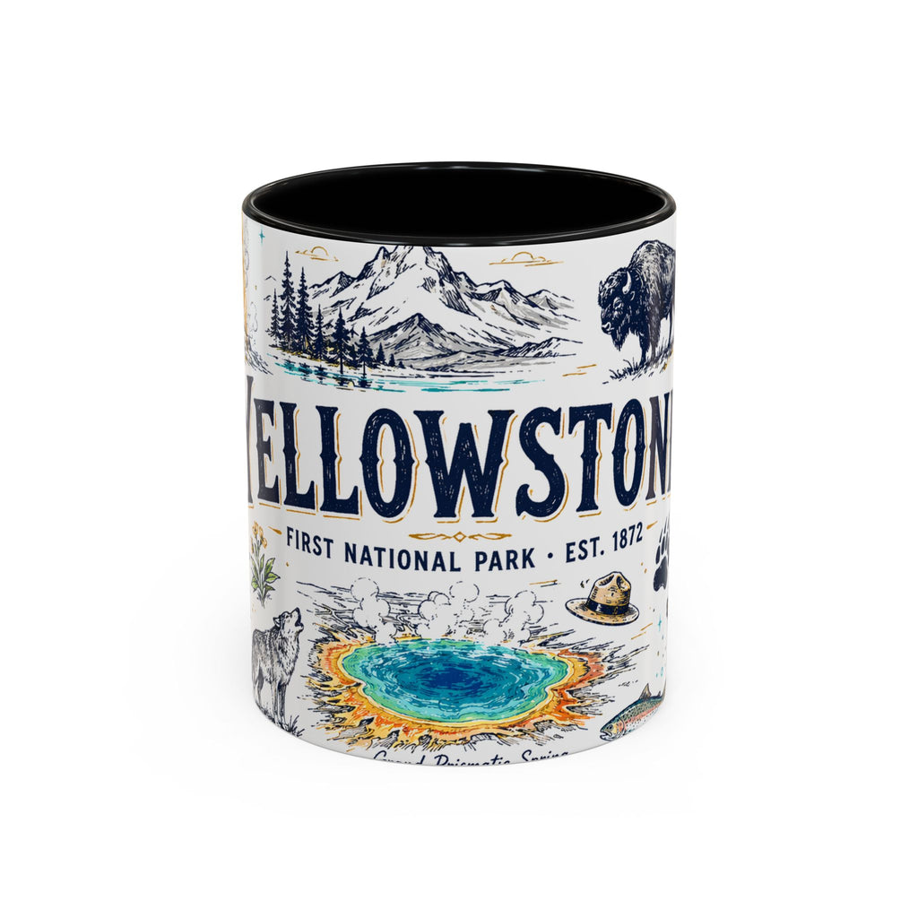 Yellowstone National Park Coffee Mug | Hiking Camping Nature Gift | Accent Color Ceramic 11oz 15oz