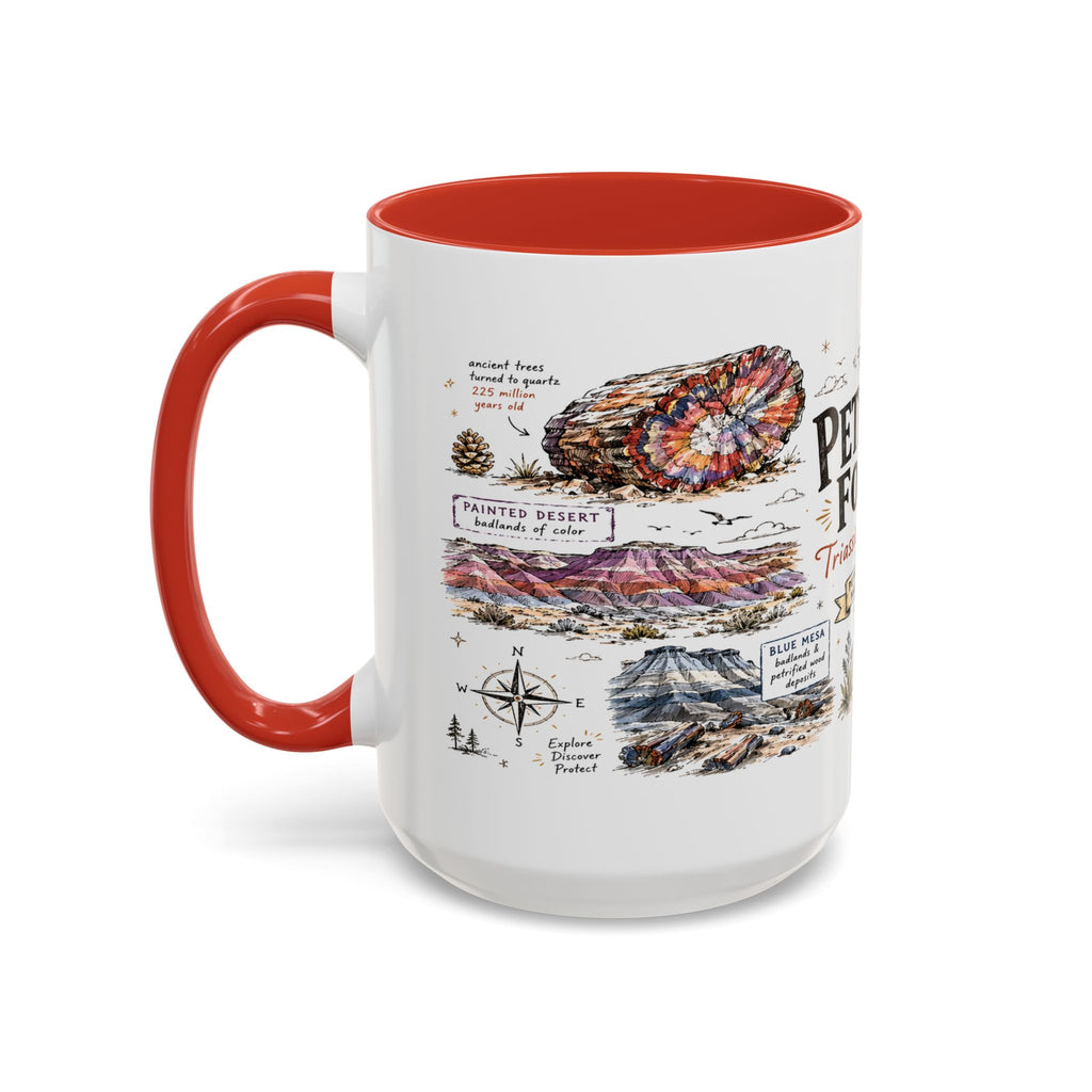 Petrified Forest National Park Coffee Mug | Arizona Painted Desert Fossil Gift | Accent Color Ceramic 11oz 15oz