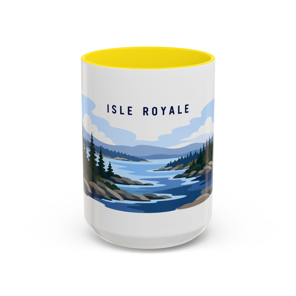 Isle Royale National Park Coffee Mug | Solid Color Block Park Souvenir | 11oz 15oz Accent Mug