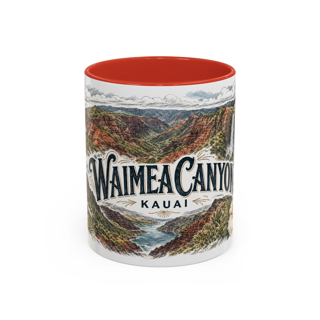 Waimea Canyon Mug, Kauai Travel Souvenir, Bucket List Gift, Accent Ceramic Coffee Mug 11oz 15oz