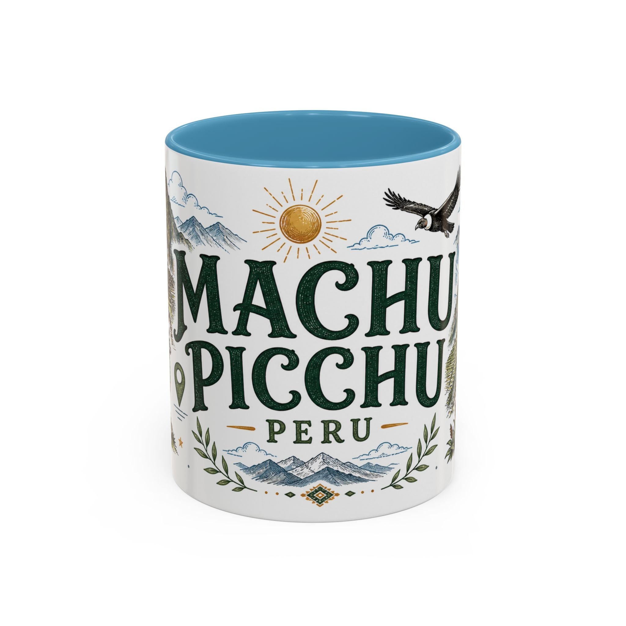 Machu Picchu Coffee Mug | Travel Destination Souvenir Gift | Accent Color Ceramic 11oz 15oz