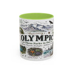 Olympic Coffee Mug | National Park Hiking Rainforest Gift | Accent Color Ceramic 11oz 15oz