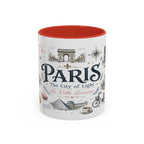 Paris Coffee Mug | France Souvenir Travel Gift | Accent Color Ceramic 11oz 15oz