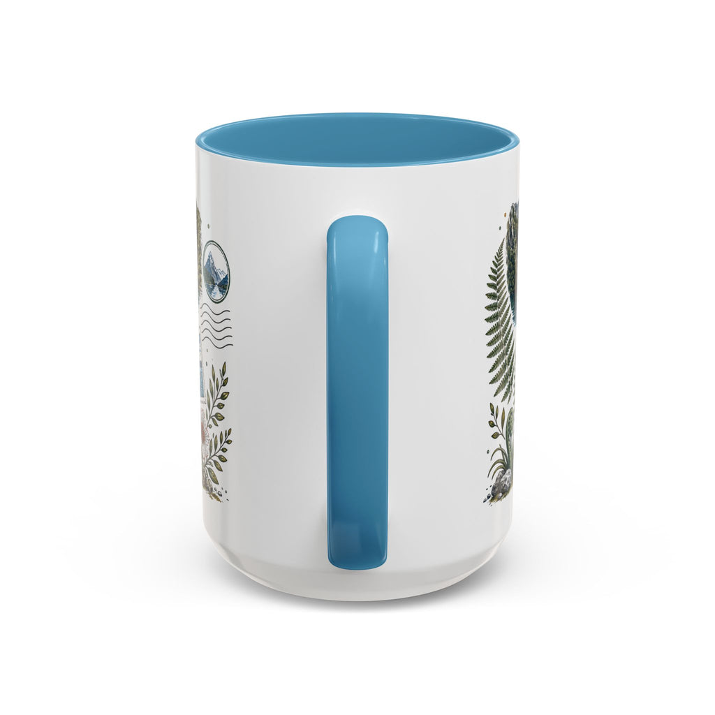 New Zealand South Island Coffee Mug | Travel Destination Souvenir Gift | Accent Color Ceramic 11oz 15oz