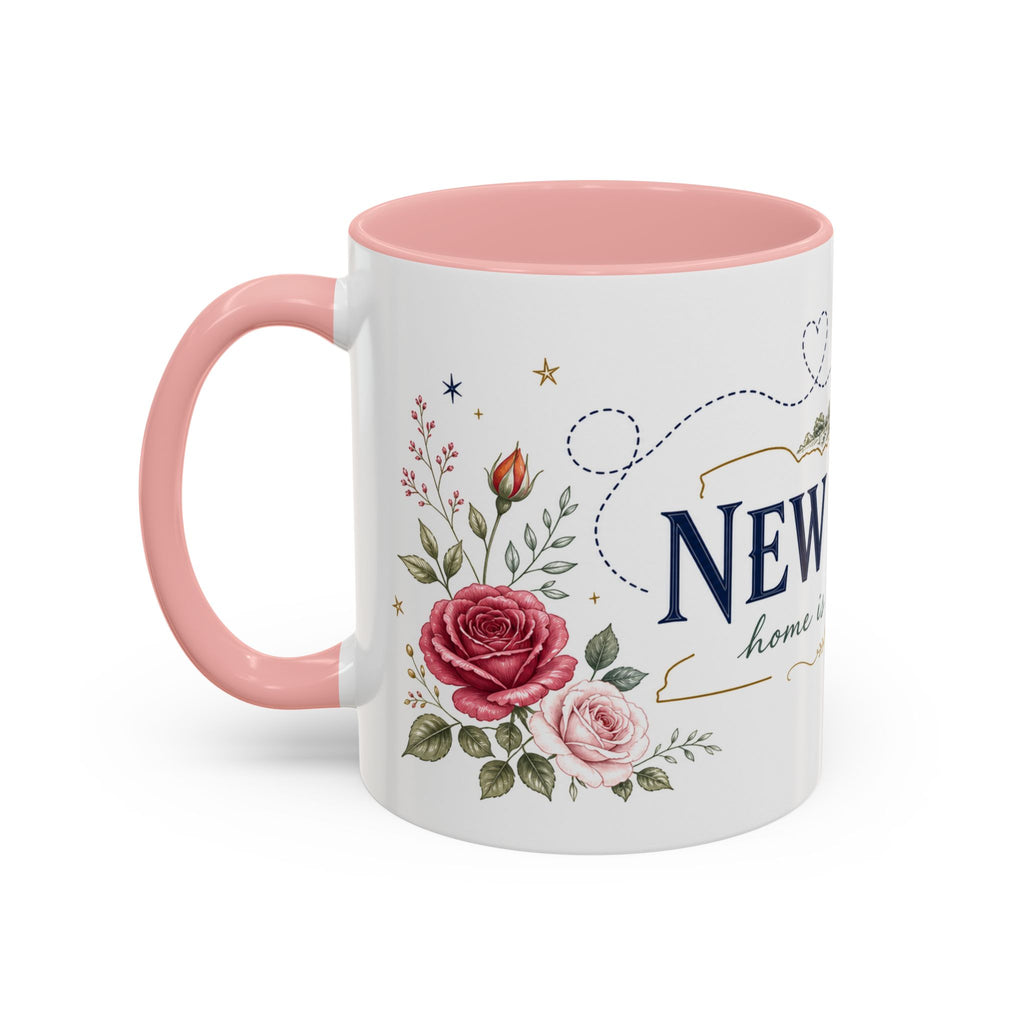 New York State Map Mug | Botanical Rose Accents, Long Distance Friendship Gift