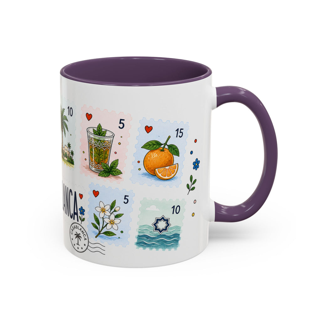 Casablanca Coffee Mug | Postage Stamp Collage Mug | Travel Souvenir Accent Cup 11oz 15oz