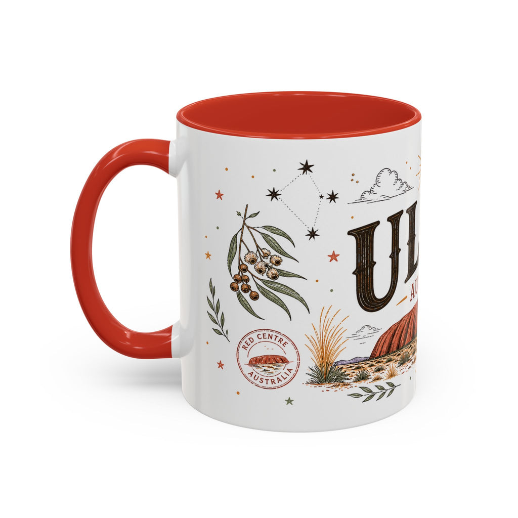Uluru Coffee Mug | Travel Destination Souvenir Gift | Accent Color Ceramic 11oz 15oz