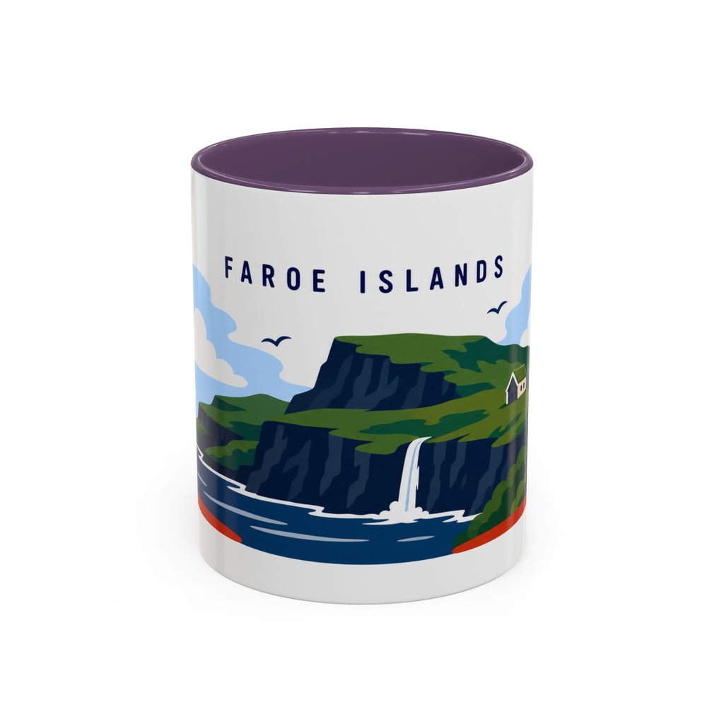 Faroe Islands Coffee Mug | Travel Destination Souvenir Gift | Accent Color Ceramic 11oz 15oz