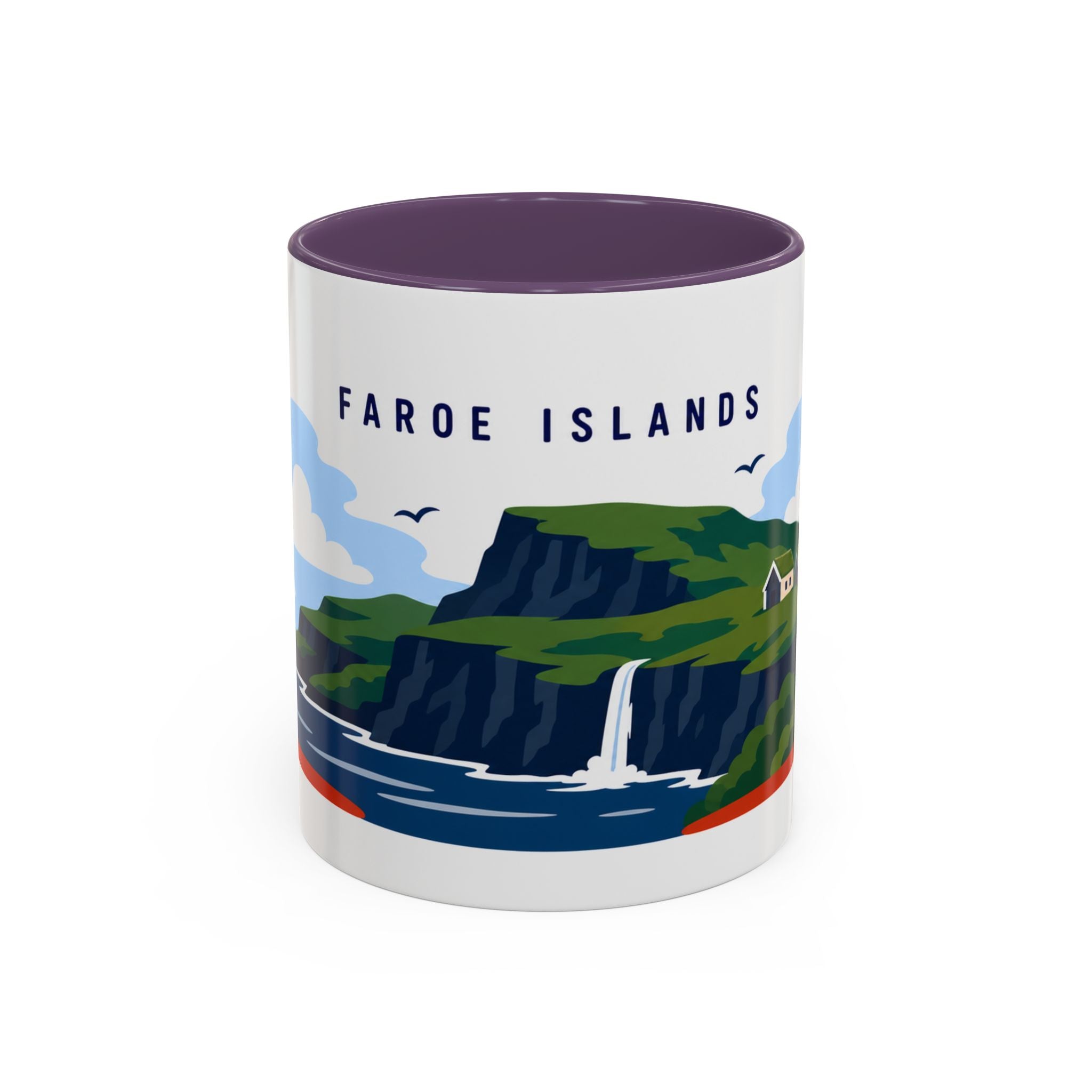Faroe Islands Coffee Mug | Travel Destination Souvenir Gift | Accent Color Ceramic 11oz 15oz
