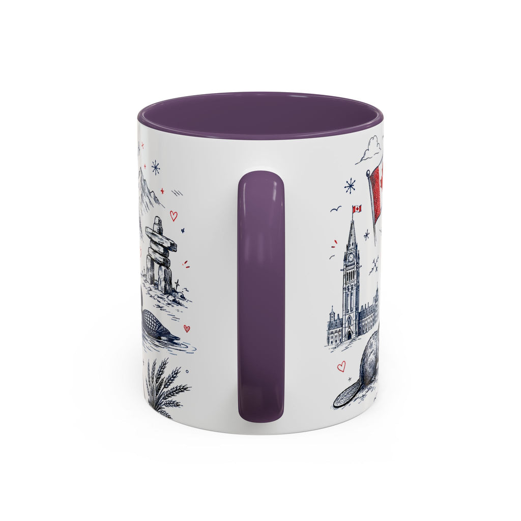 O Canada True North Coffee Mug | Canadian Pride Gift | Accent Color Ceramic 11oz 15oz