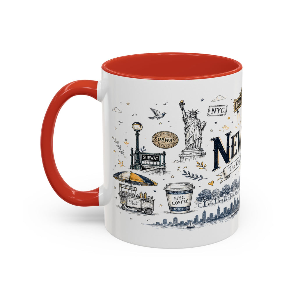New York City Coffee Mug | New York Souvenir Travel Gift | Accent Color Ceramic 11oz 15oz