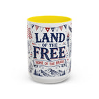 Land of the Free Coffee Mug | Home of the Brave 4th of July Gift | Accent Color Ceramic 11oz 15oz