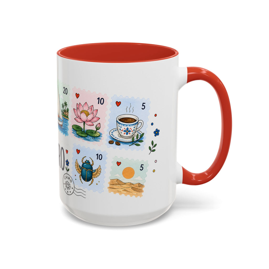 Cairo Coffee Mug | Postage Stamp Collage Mug | Travel Souvenir Accent Cup 11oz 15oz