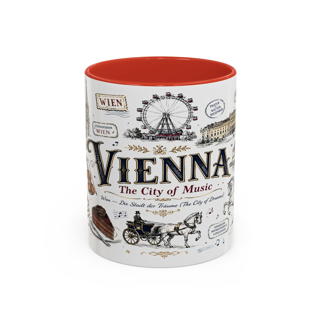 Vienna Coffee Mug | Austria Souvenir Travel Gift | Accent Color Ceramic 11oz 15oz