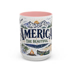 America the Beautiful Coffee Mug | Patriotic USA Gift | Accent Color Ceramic 11oz 15oz