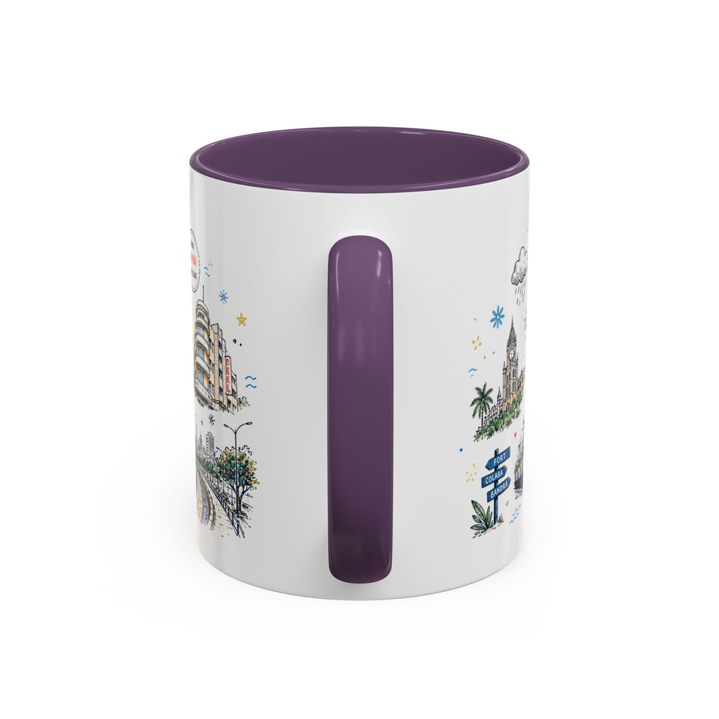 Mumbai Coffee Mug | India Souvenir Travel Gift | Accent Color Ceramic 11oz 15oz