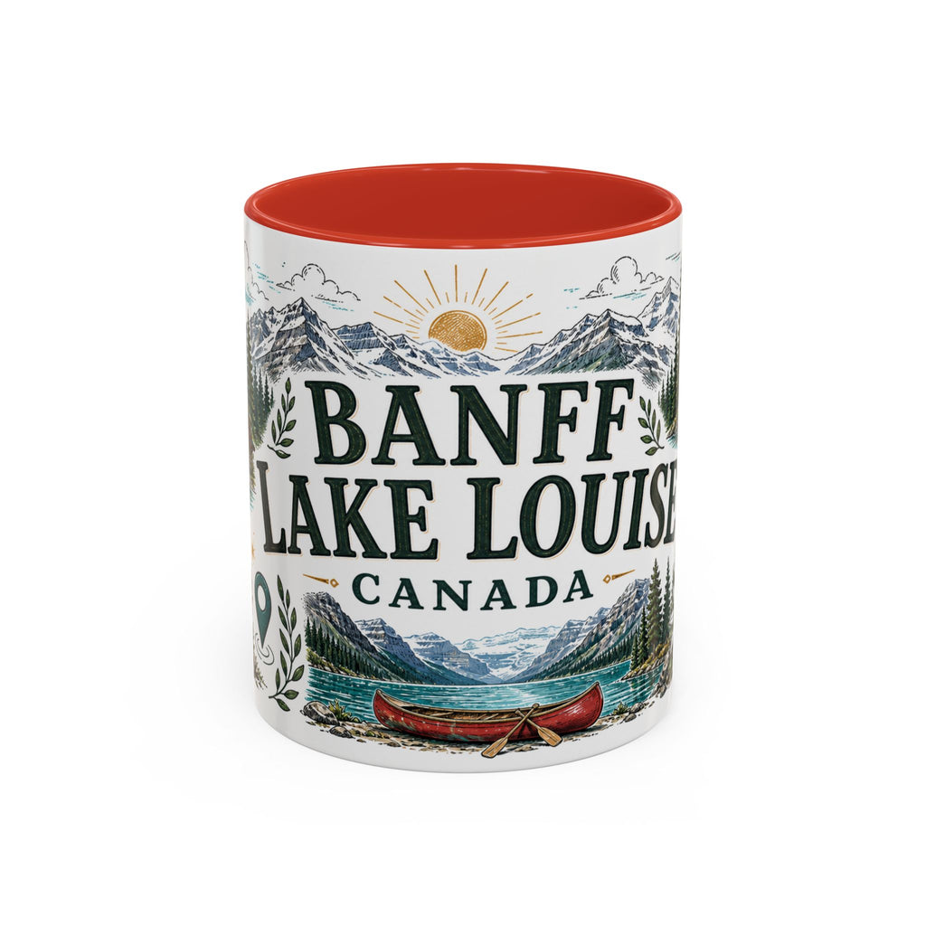 Banff Lake Louise Coffee Mug | Travel Destination Souvenir Gift | Accent Color Ceramic 11oz 15oz