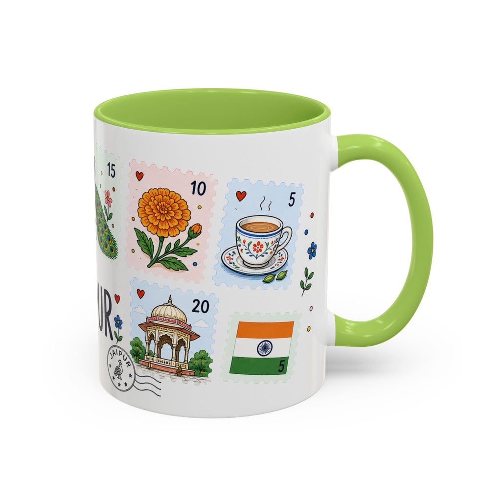 Jaipur Coffee Mug | Postage Stamp Collage Mug | Travel Souvenir Accent Cup 11oz 15oz