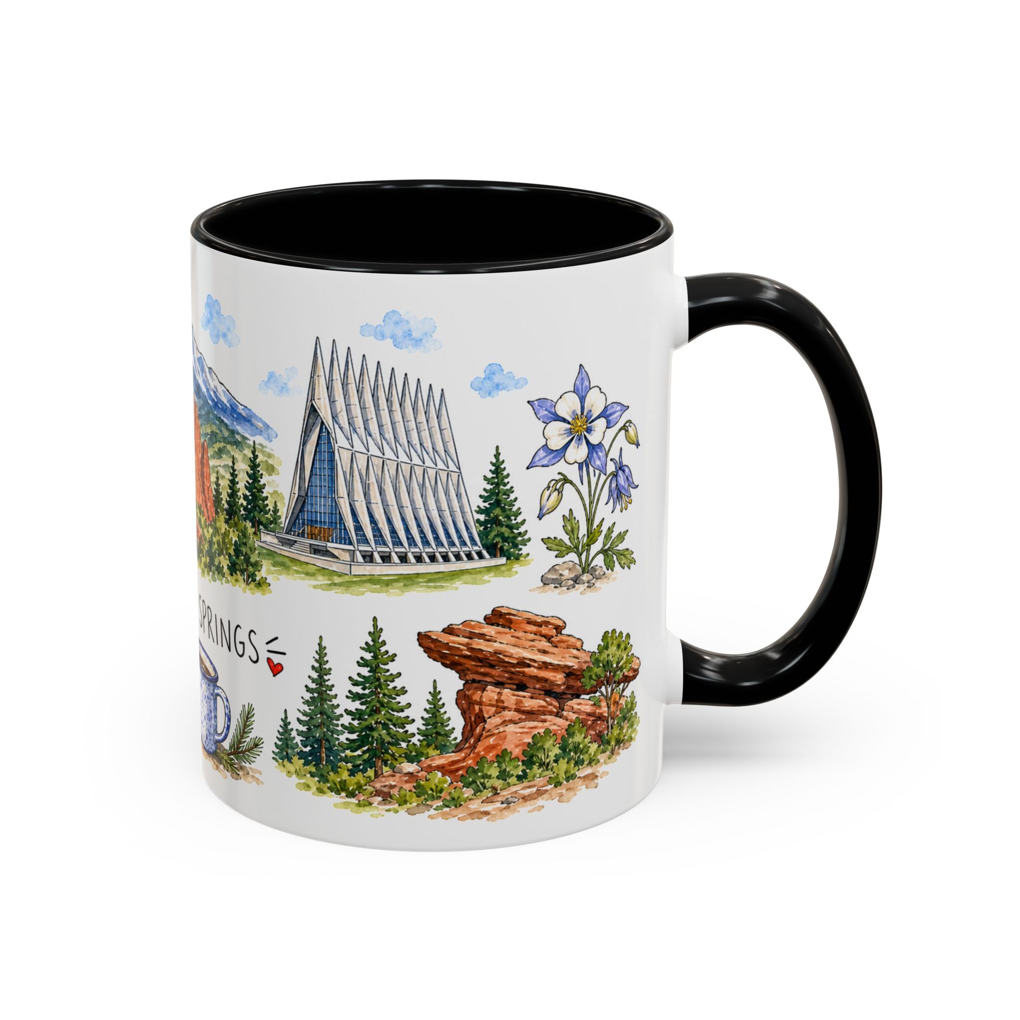 Colorado Springs Illustrated Travel Mug | City Souvenir Accent Coffee Mug | 11oz 15oz Ceramic Cup
