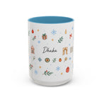 Dhaka Christmas Mug | Watercolor Travel Souvenir | Holiday Gift | Accent Ceramic Coffee Cup 11oz 15oz