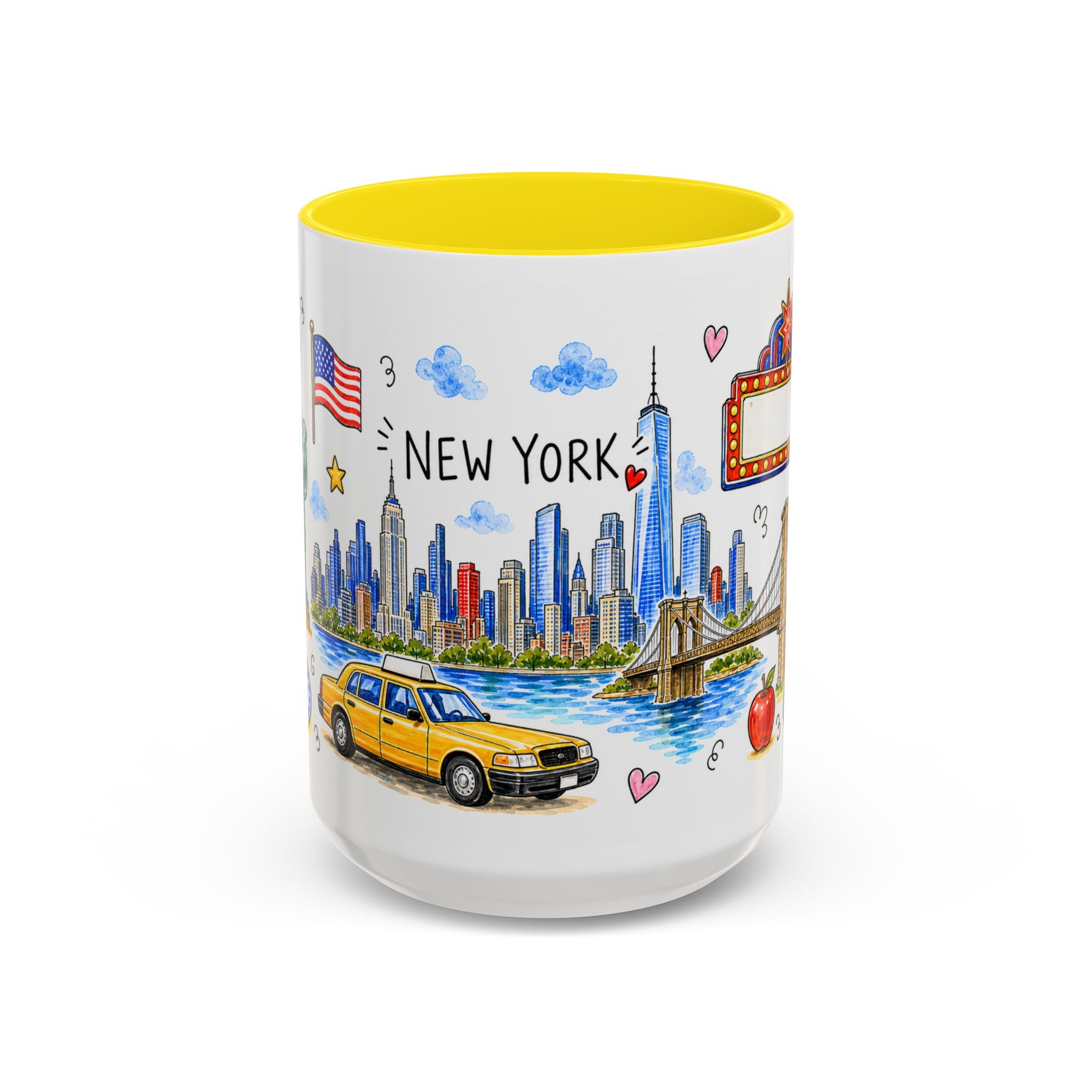 New York City Illustrated Travel Mug | City Souvenir Accent Coffee Mug | 11oz 15oz Ceramic Cup