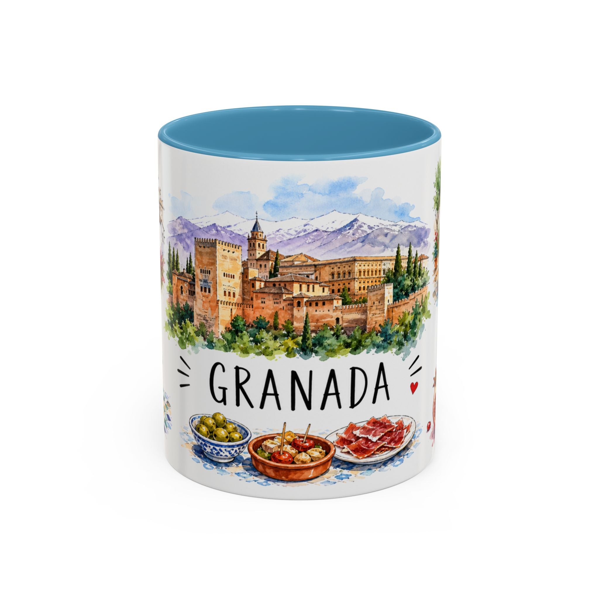 Granada Illustrated Travel Mug | City Souvenir Accent Coffee Mug | 11oz 15oz Ceramic Cup