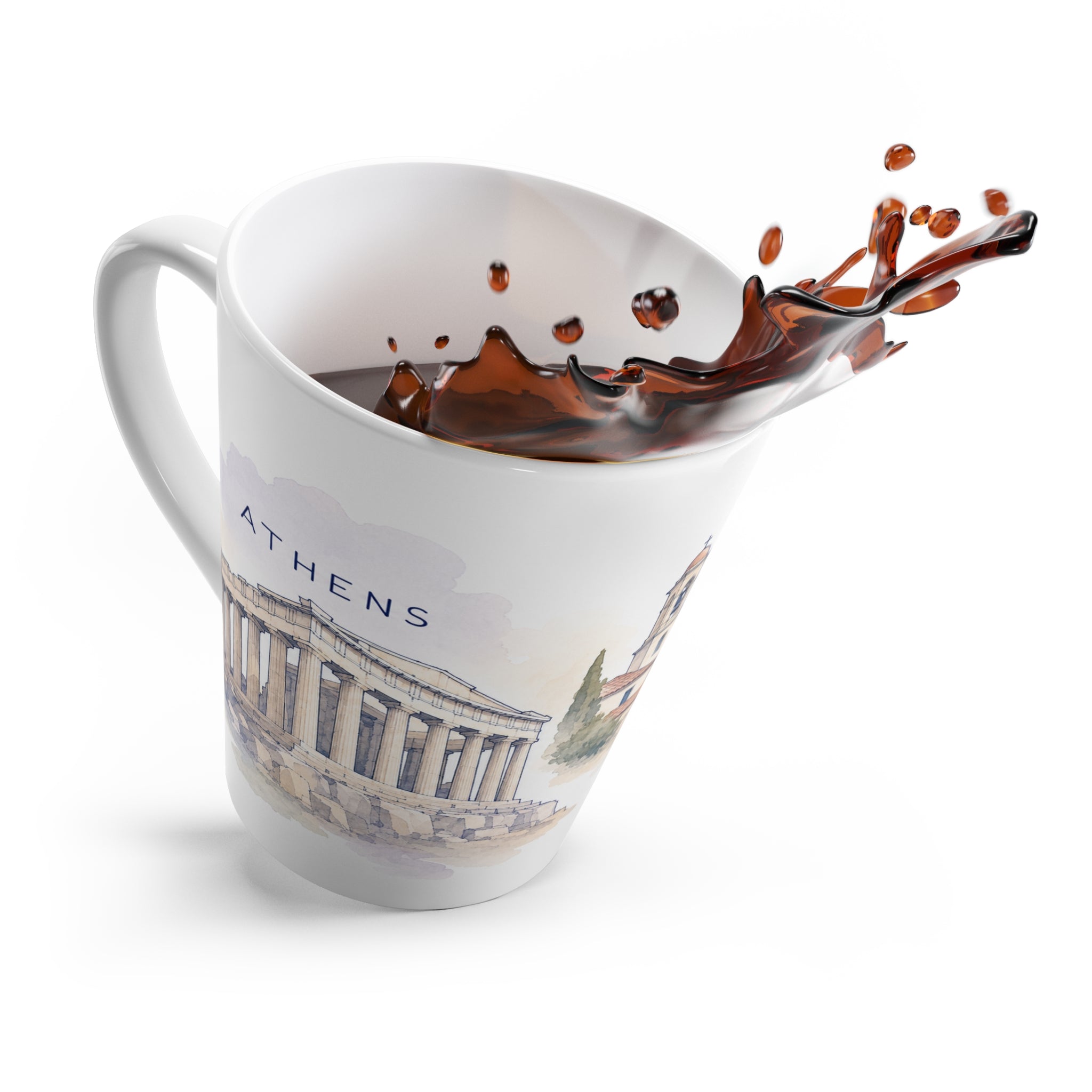 Athens Latte Mug | Watercolor City Travel Mug | 12 oz Ceramic Souvenir Gift