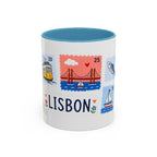 Lisbon Coffee Mug | Postage Stamp Collage Mug | Travel Souvenir Accent Cup 11oz 15oz
