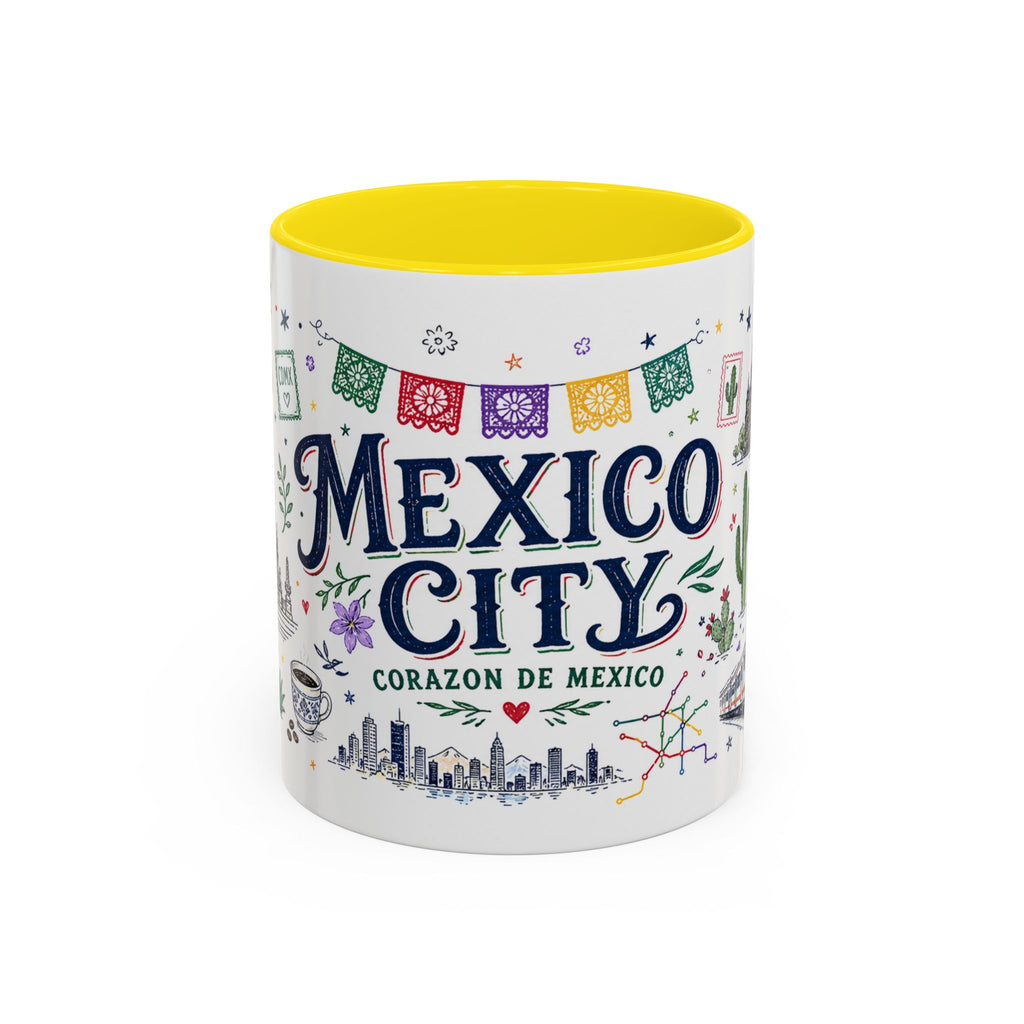 Mexico City Coffee Mug | Mexico Souvenir Travel Gift | Accent Color Ceramic 11oz 15oz