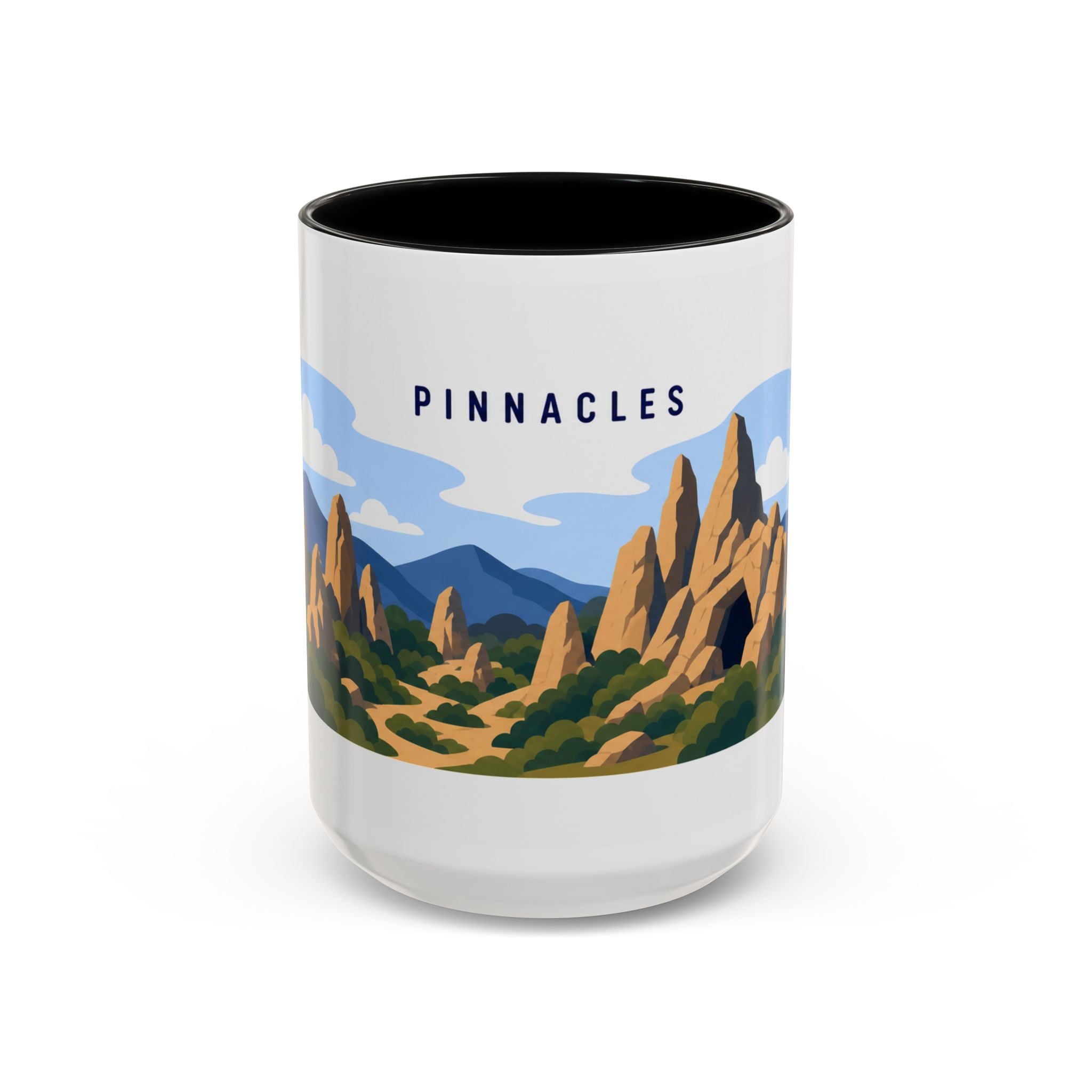 Pinnacles National Park Coffee Mug | Solid Color Block Park Souvenir | 11oz 15oz Accent Mug