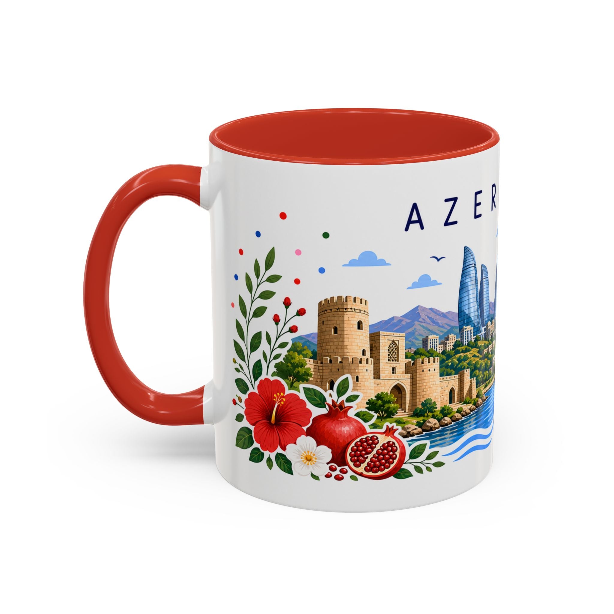 Azerbaijan Coffee Mug | Travel Souvenir Accent Mug | Place Gift Ceramic Cup 11oz 15oz