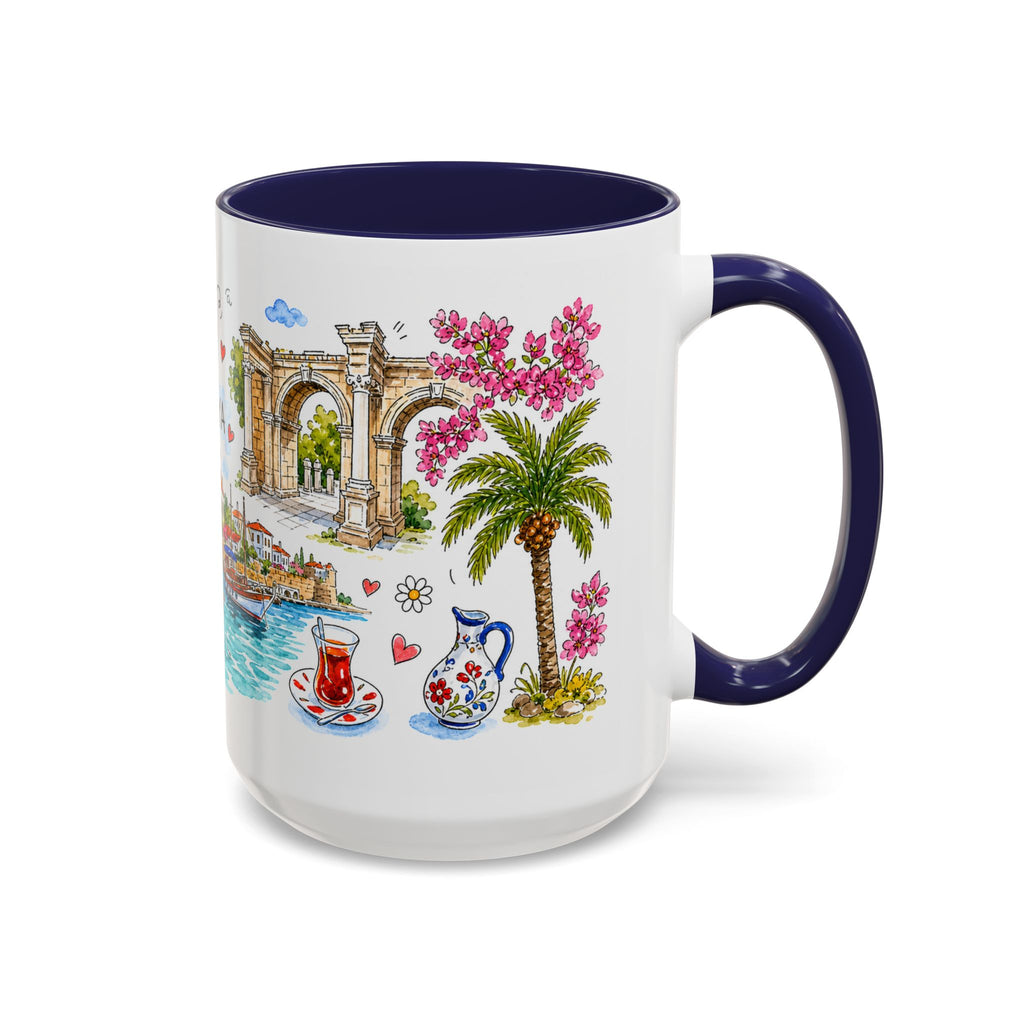Antalya Travel Mug | European City Souvenir Accent Coffee Mug | 11oz 15oz Ceramic Cup