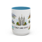 Salt Lake City Illustrated Travel Mug | City Souvenir Accent Coffee Mug | 11oz 15oz Ceramic Cup