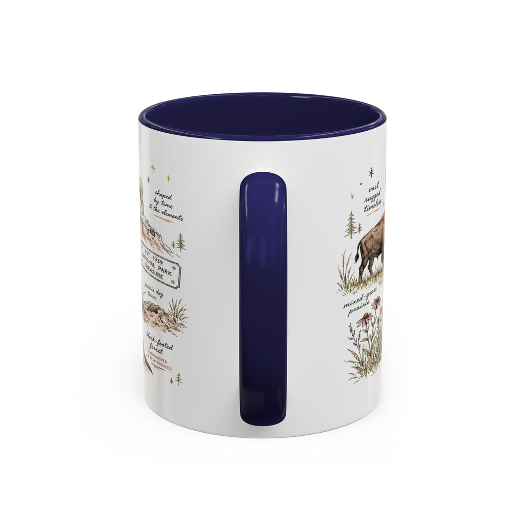 Badlands National Park Coffee Mug | South Dakota Prairie Fossil Hiking Gift | Accent Color Ceramic 11oz 15oz