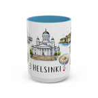 Helsinki Illustrated Travel Mug | City Souvenir Accent Coffee Mug | 11oz 15oz Ceramic Cup