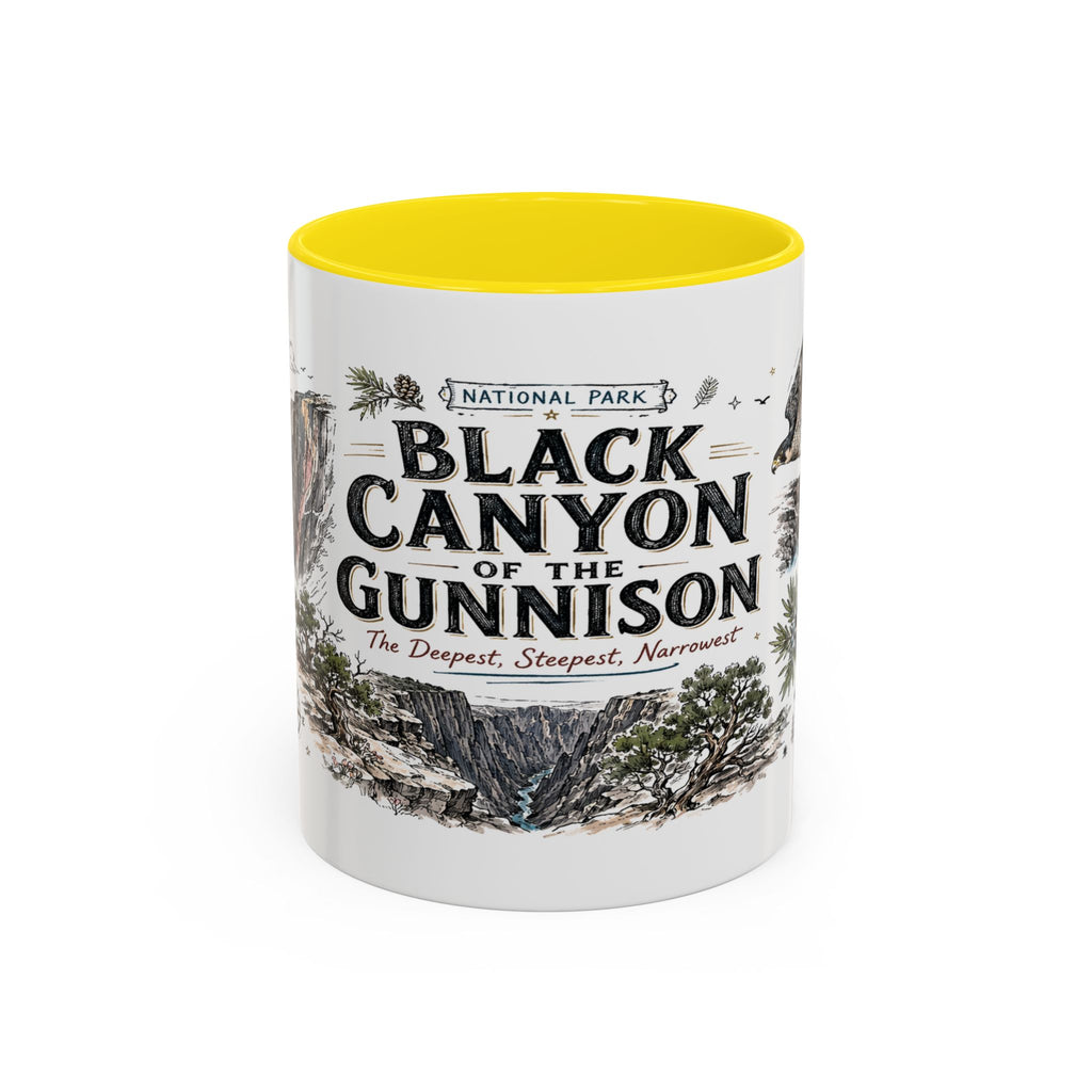 Black Canyon of the Gunnison National Park Coffee Mug | Colorado Deep Canyon Hiking Gift | Accent Color Ceramic 11oz 15oz