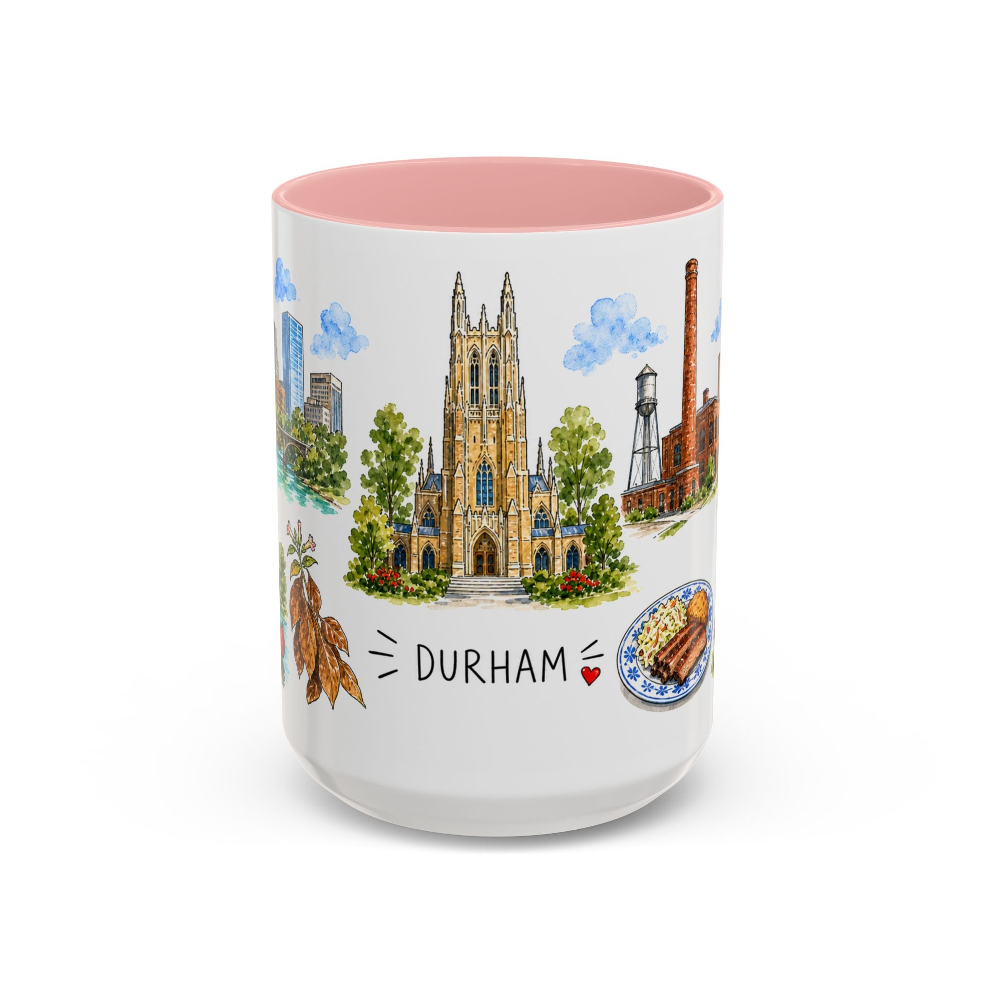 Durham Illustrated Travel Mug | City Souvenir Accent Coffee Mug | 11oz 15oz Ceramic Cup