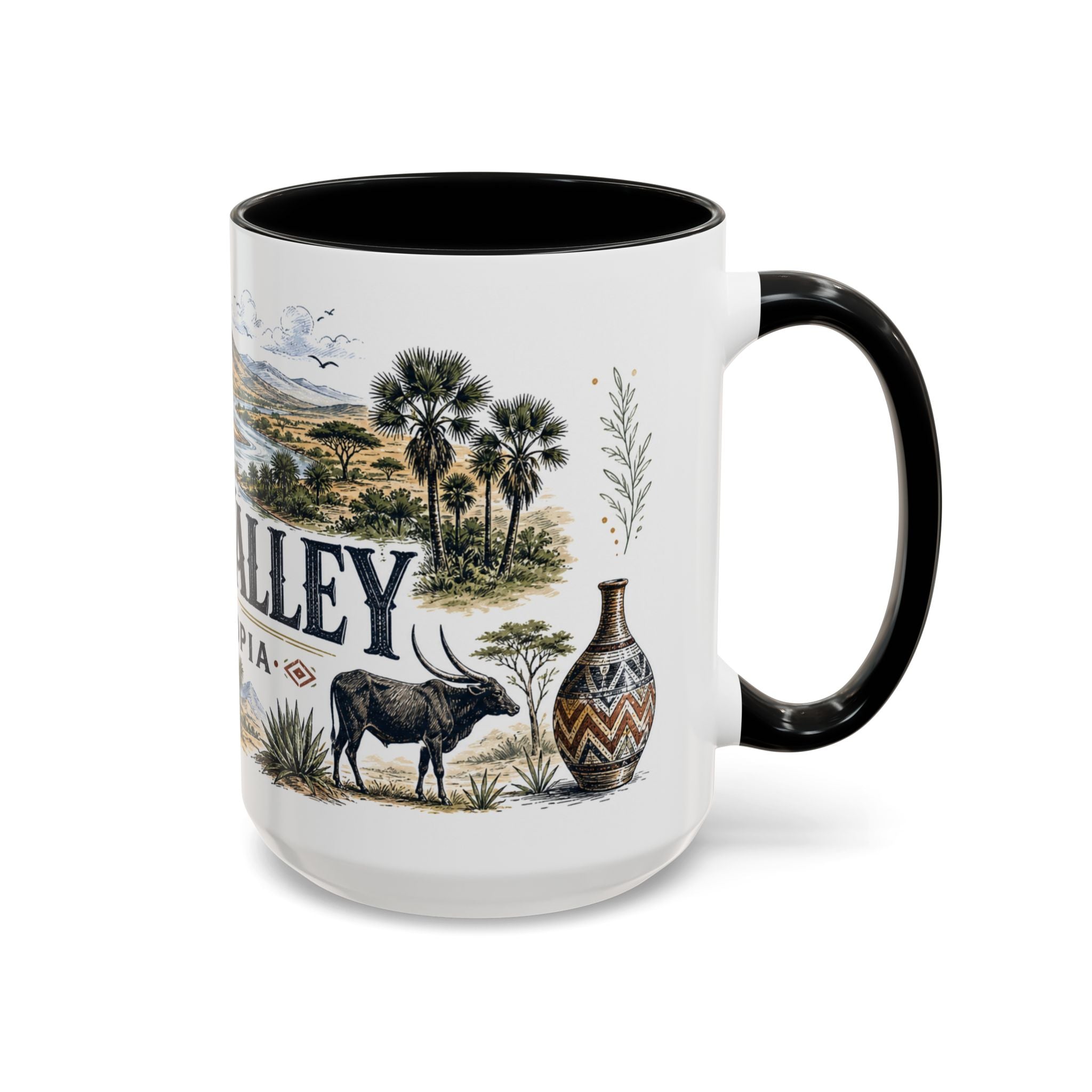 Omo Valley Mug, Ethiopia Travel Souvenir, Bucket List Gift, Accent Ceramic Coffee Mug 11oz 15oz