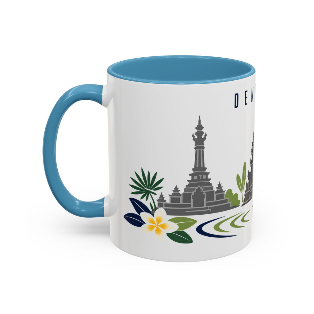 Denpasar Coffee Mug | Indonesia Travel Souvenir | Porcelain Decal City Gift | 11oz 15oz Accent Mug