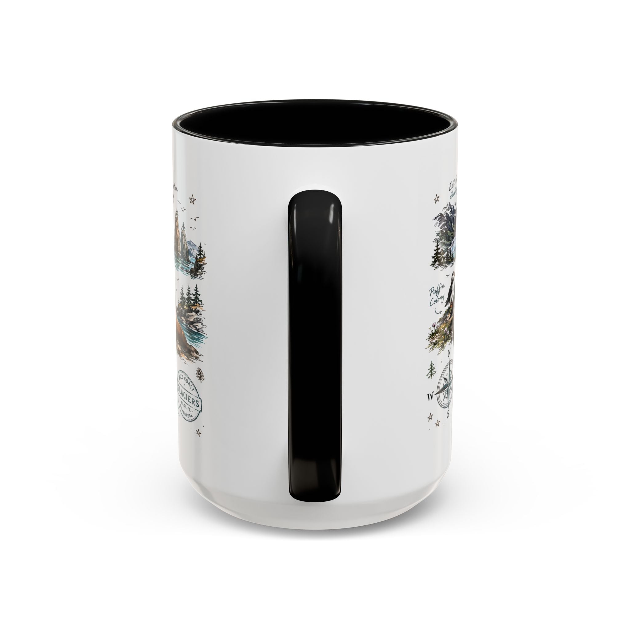 Kenai Fjords National Park Coffee Mug | Alaska Coastal Wildlife Hiking Gift | Accent Color Ceramic 11oz 15oz