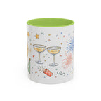New Year Mug | Midnight Clock Toast Watercolor Celebration Gift | Accent Cup 11oz 15oz